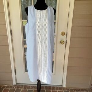 London Times Striped Dress in Blue and White